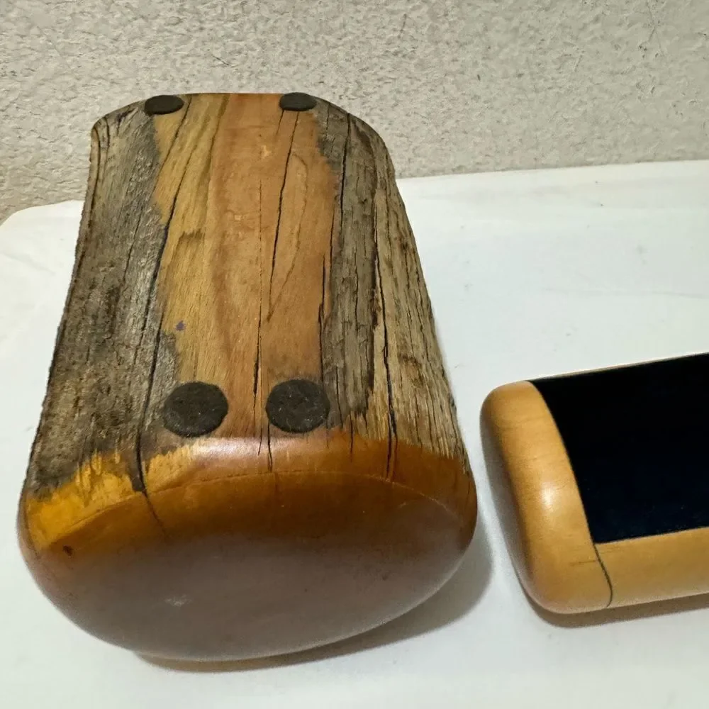 Wood Log Jewelry Storage Trinket Box Chest Rustic Hand Crafted